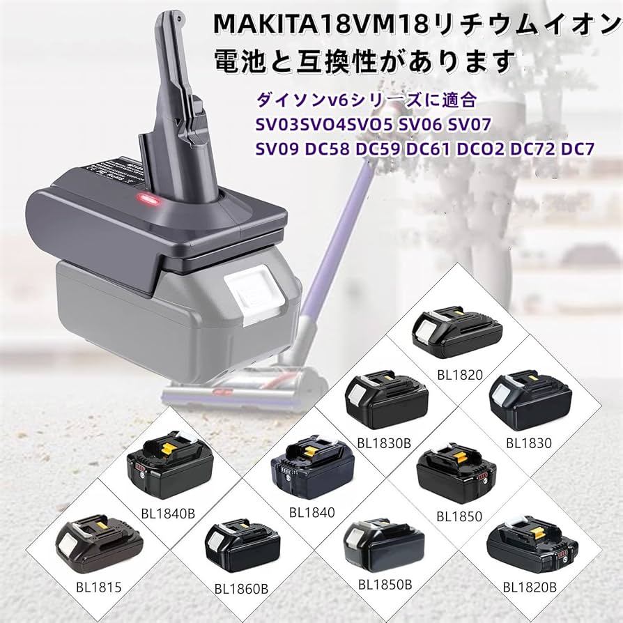 Amazon.co.jp: ダイソンV8用バッテリーアダプター コードレス掃除機
