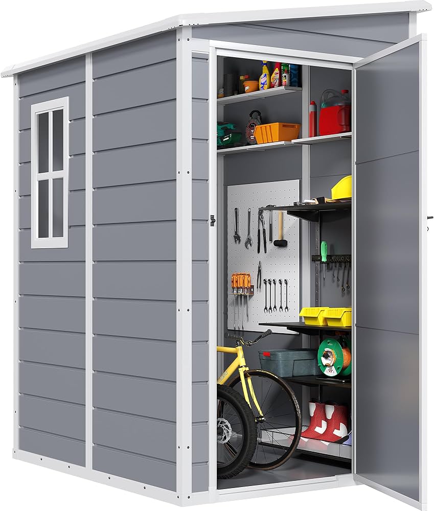 Amazon.com : DWVO 5x4ft Resin Outdoor Storage Shed with Floor