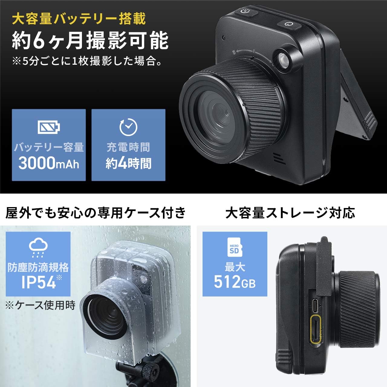 Amazon.co.jp: サンワダイレクト タイムラプスカメラ 4K対応