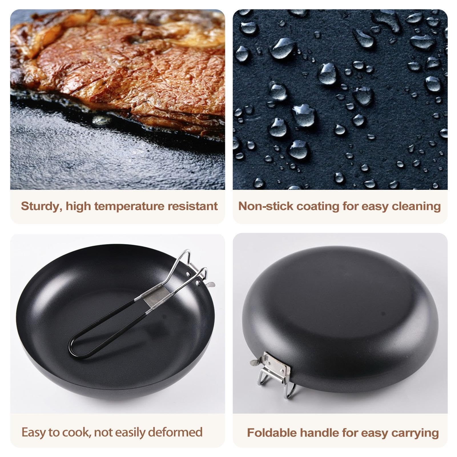 Amazon.co.jp: アウトドア用折りたたみパン、ノンスティックフライパン