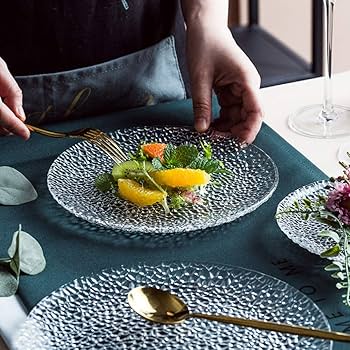 Amazon.com: Luxshiny Ice-flower Crystal Glass Plate Dessert and