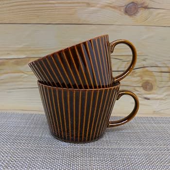 Amazon | スープカップ2個セット 美濃焼 華蝶扇スープカップ（アメ）2