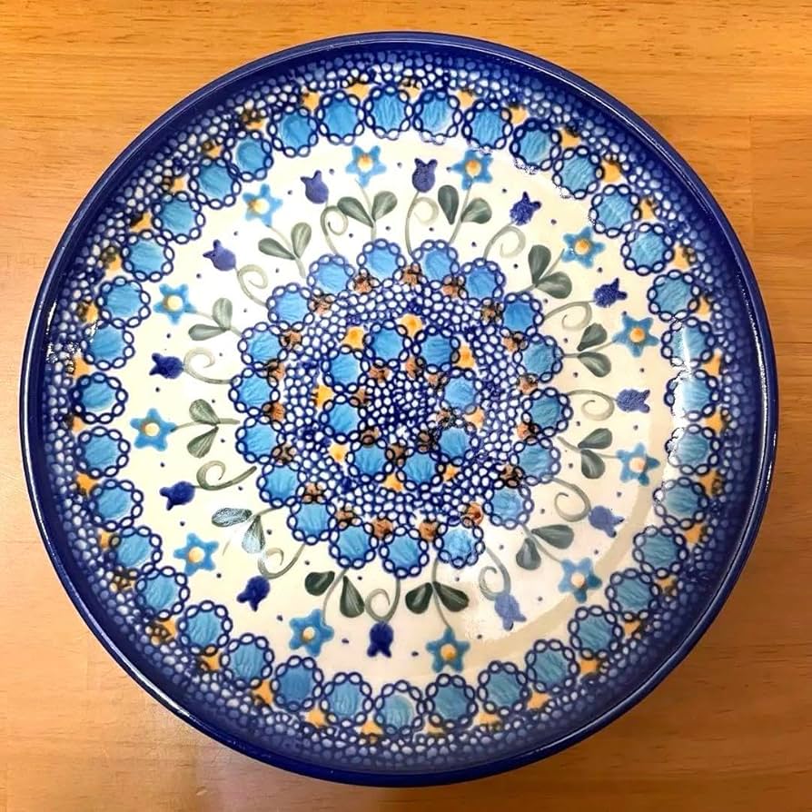 Amazon.co.jp: ポーリッシュポタリー 花柄 青 水色 プレート 皿