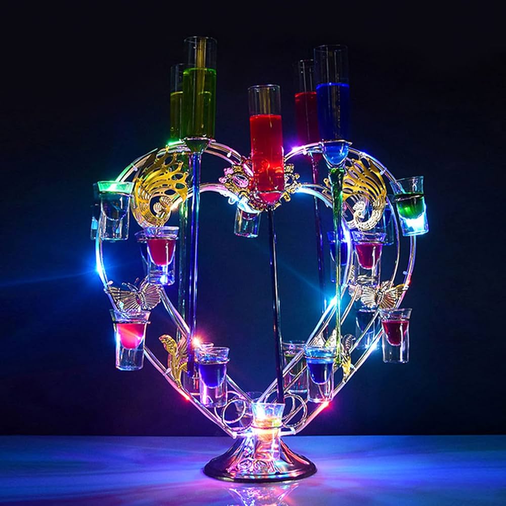 Amazon｜WANCHIY テキーラ観覧車 ハート型 24穴 LED酒ボルトの表示棚