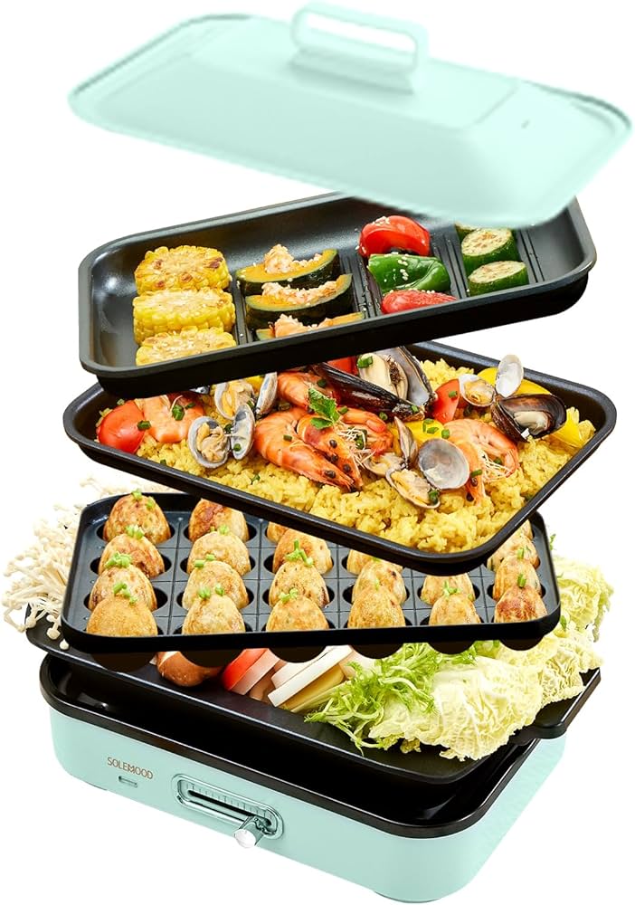Amazon | SOLEMOOD ホットプレート おしゃれ‎ たこ焼き 焼肉 パエリア