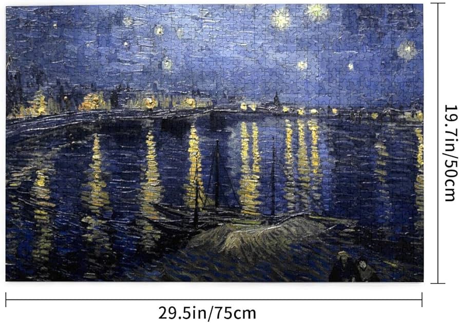 Amazon | 絵画 ゴッホ 油絵 星空 湖 人気ジグソーパズル1000ピース木製