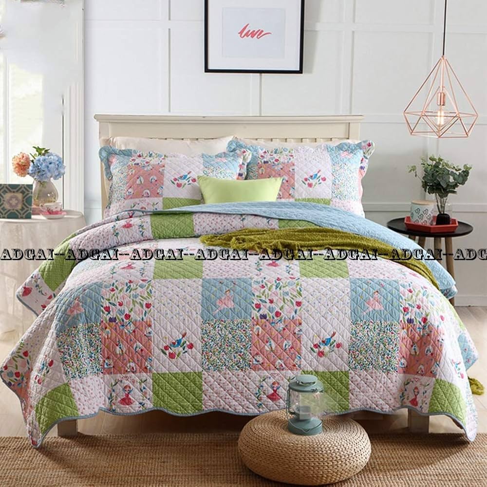 Amazon.co.jp: 3 ピース キングサイズ パッチワーク キルト ベッド