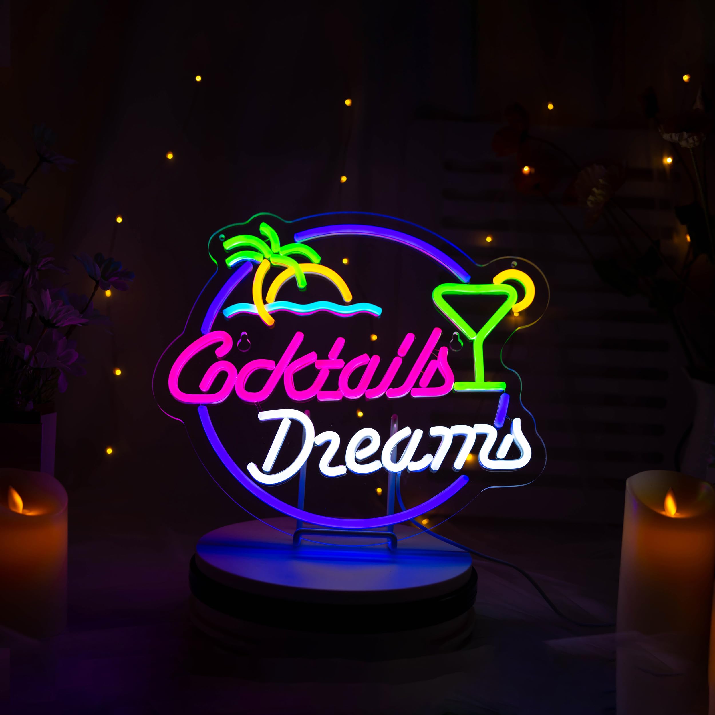 Amazon.co.jp: Roouneon Cocktails and Dreams ネオンサイン 壁の装飾