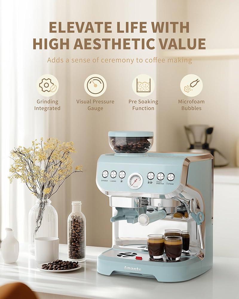Amazon.co.jp: Amaste - エスプレッソコーヒーマシン グラインダー付き