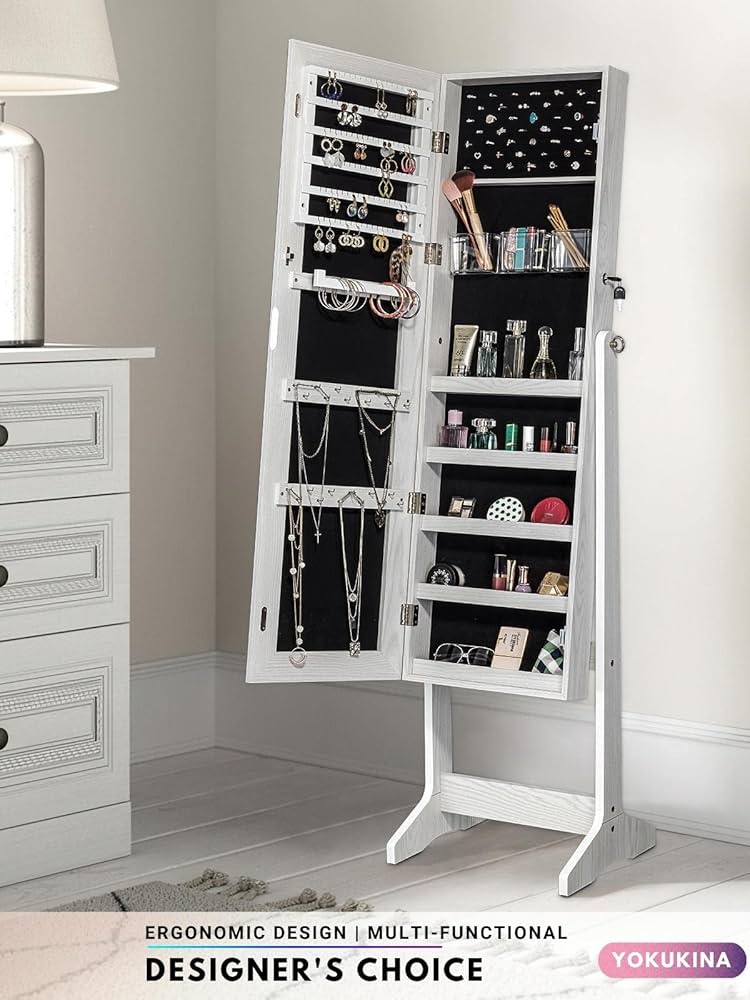 Amazon｜YOKUKINA ジュエリーキャビネット アルモア 大型収納 ロック