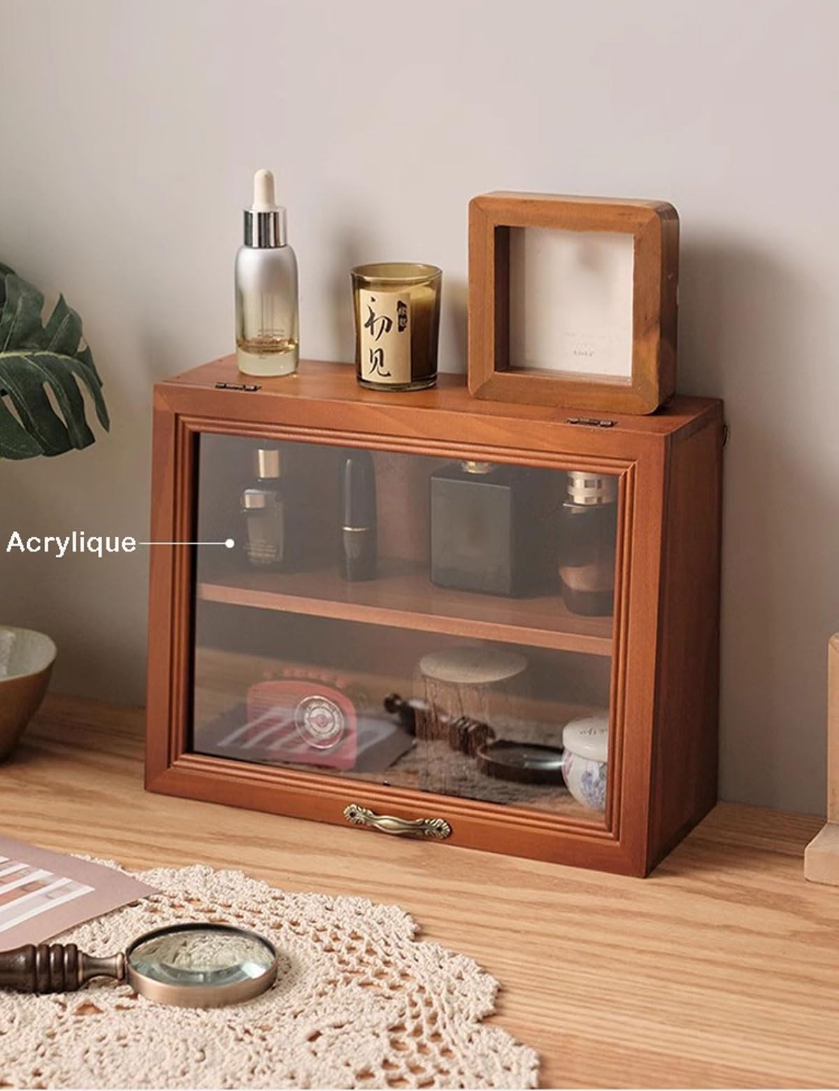 Amazon｜木製キャビネット、ガラス扉付きマグカップディスプレイ