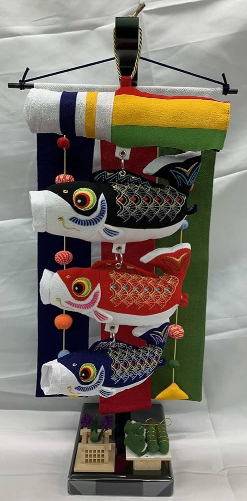 Amazon | ちりめん鯉のぼり 三色特小(c) ちまき・あやめ付き