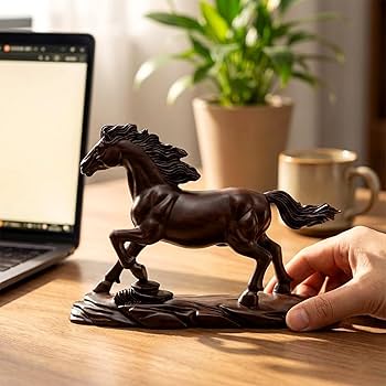 Amazon.co.jp: LOGOFUN 木製馬の置物 木製 干支 馬像 中国の馬の彫刻