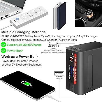 Amazon.com: 2 Pack 7800 mAh NP-F970 Rechargeable Battery with Type