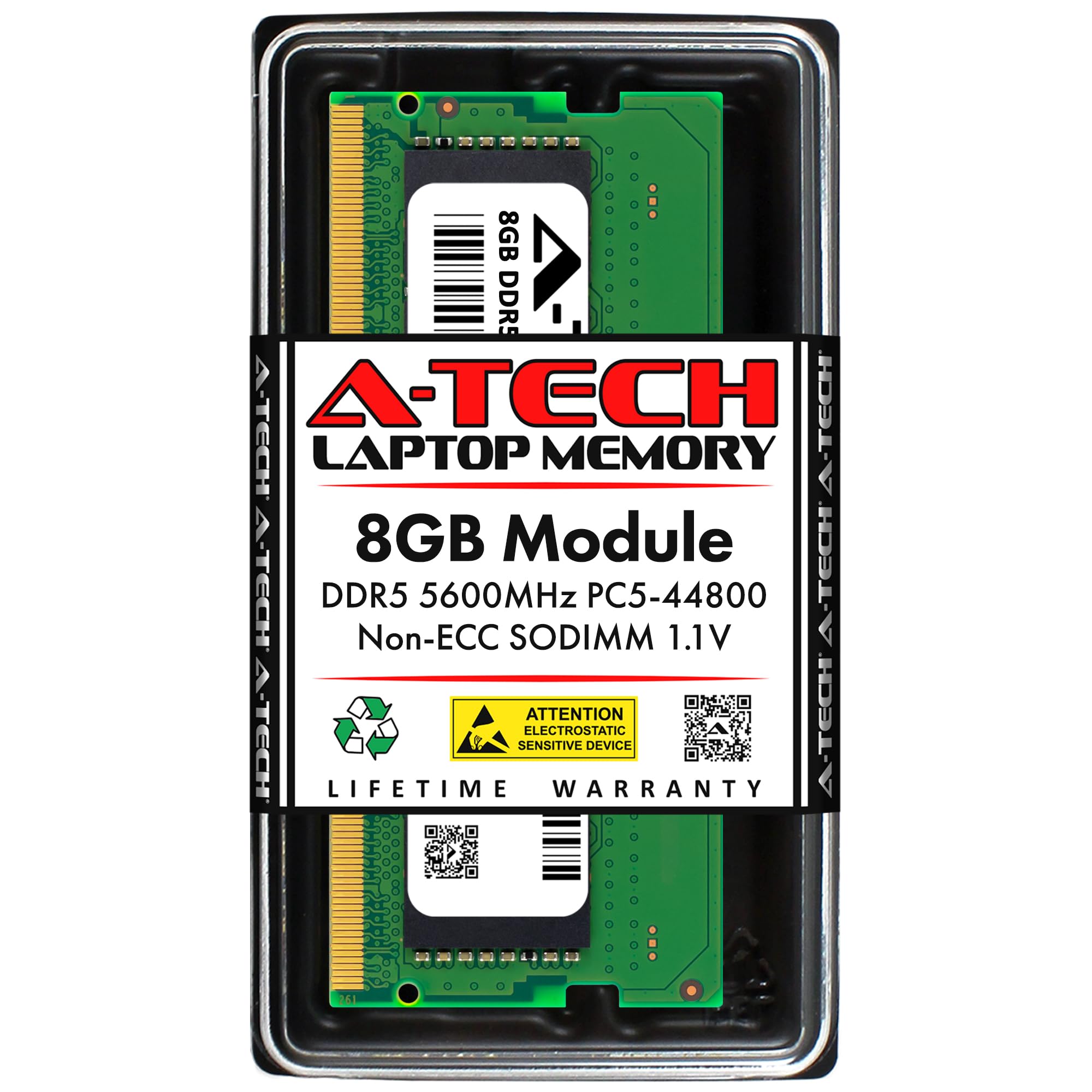 A-Tech 8GB DDR5 5600MHz PC5-44800 CL46 SODIMM 1.1V Non-ECC