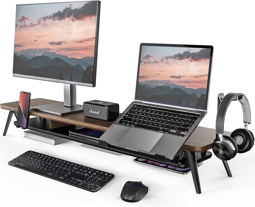 Amazon.co.jp: Fenge モニター台 卓上 机上台パソコン台 108cm横幅 2段