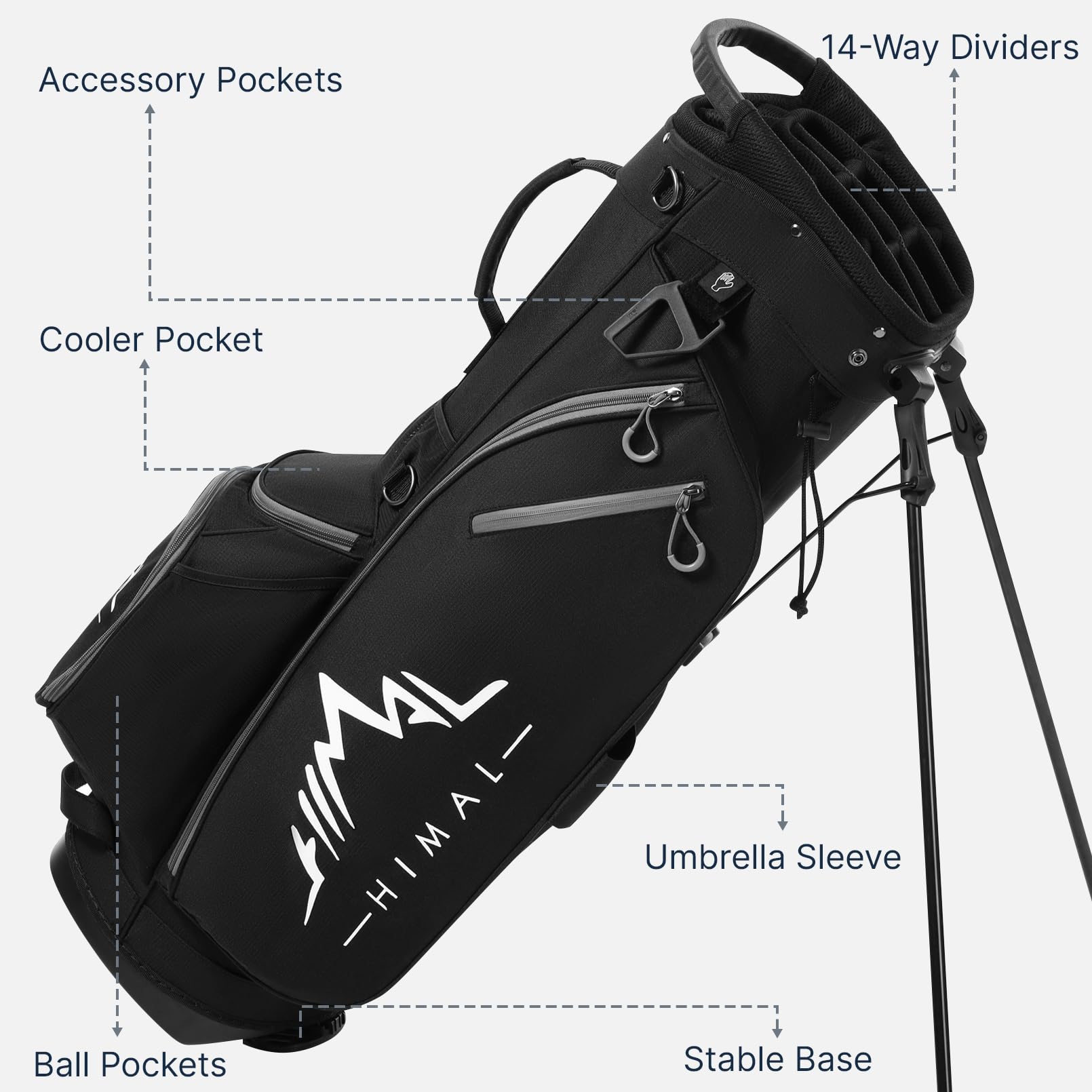 Amazon | GoHimal(ゴーヒマル) 14ウェイゴルフスタンドバッグ メンズ
