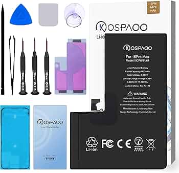 Amazon | KOSPAOO for iPhone 15Pro Max バッテリー 交換 標準容量
