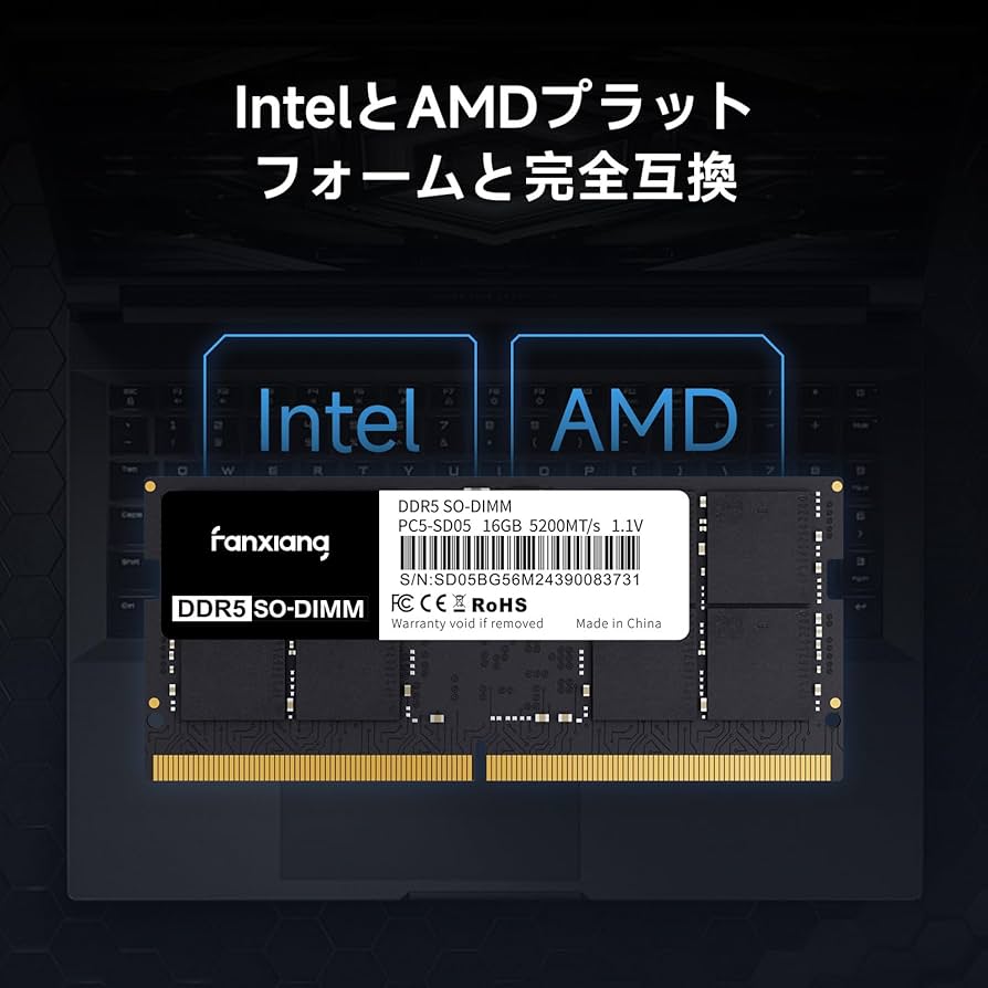 Amazon.co.jp: Fanxiang DDR5 64GB(2x32GB)5600MHz RAM ノートPC用