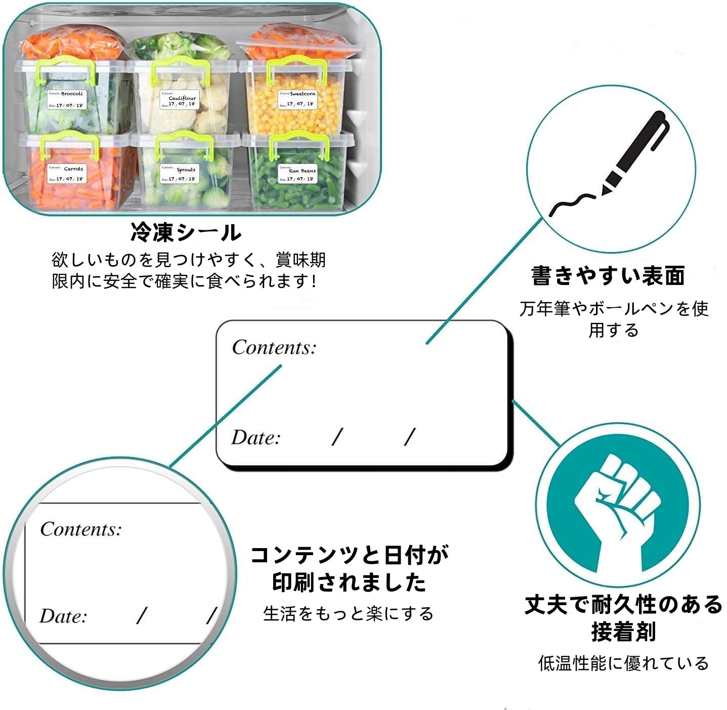 Amazon | Hybsk 100枚 冷凍シール 冷凍倉庫ラベル 消費期限シール 賞味