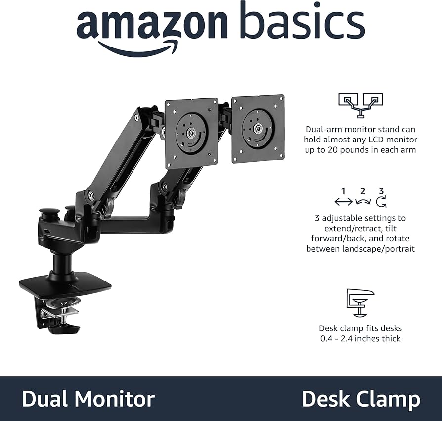 Amazon.co.jp: Amazonベーシック モニターアーム デュアル