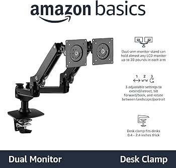 Amazon.co.jp: Amazonベーシック モニターアーム デュアル