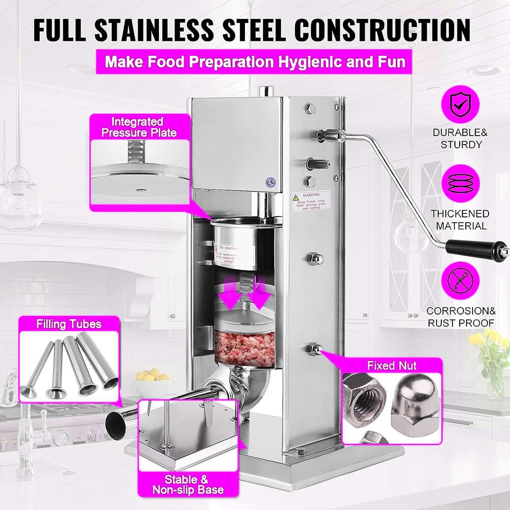 Amazon｜手動ソーセージ充填機、3L/5Lソーセージスタッファー