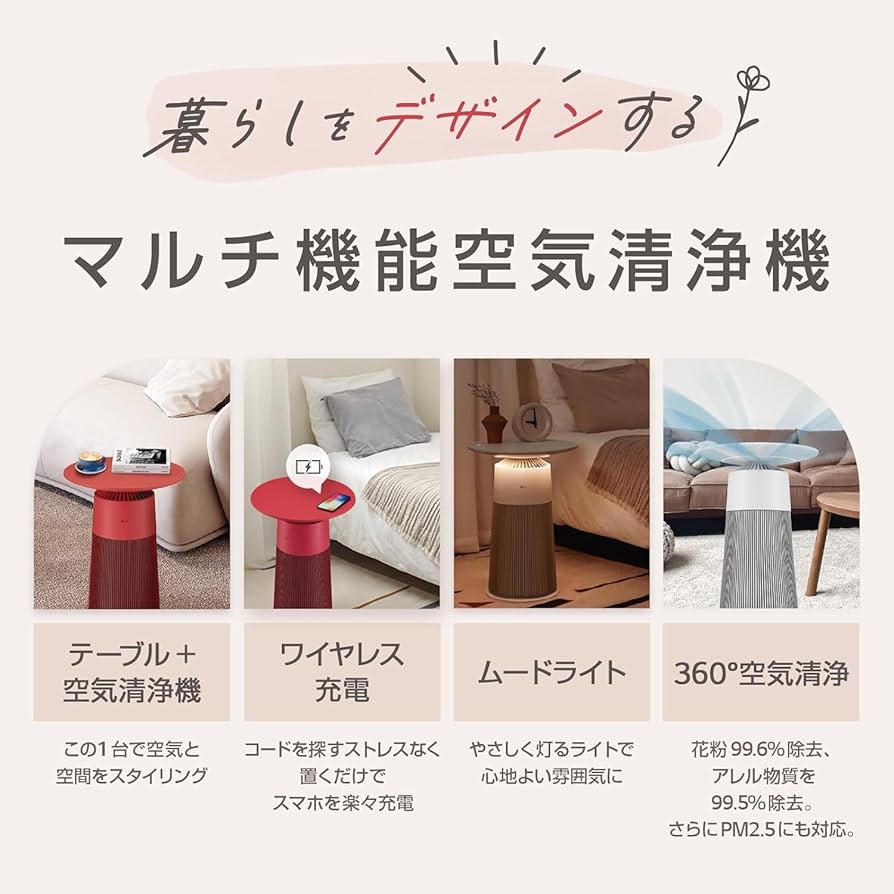 Amazon.co.jp: LG 空気清浄機 サイドテーブル AS207PBU0 12畳 360