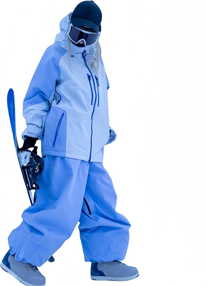 OLIN スキーウェア 青と白のストライプ OLIN スキーウェア 青と白の