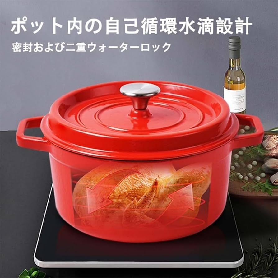 Amazon.co.jp: 鋳物ホーロー鍋 鋳鉄鍋 両手鍋 鋳物 無水調理 22/24