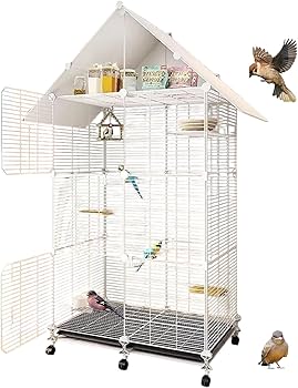 Amazon | SASATO 鳥かご 鳥ケージ 大型 【収納できる屋根】 複数飼い