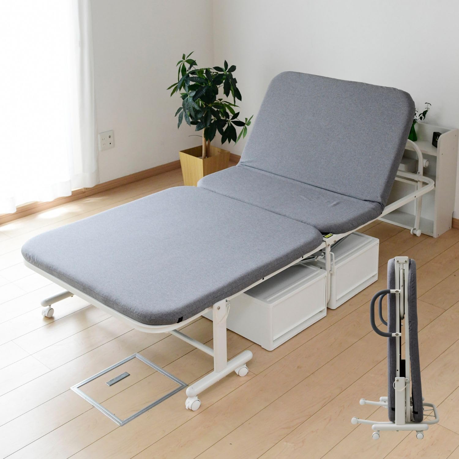 Amazon｜[山善] 折りたたみベッド シングル 立ち上がりやすい ハイ