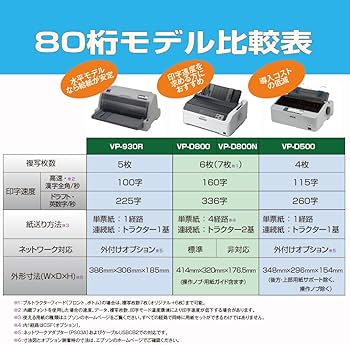 Amazon | エプソン 80桁 ドットインパクトプリンター VP-D800