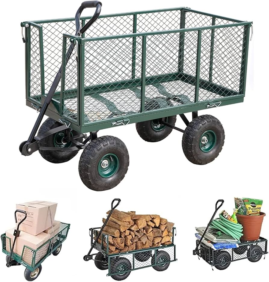 Amazon.co.jp: JOOHY ガーデンカート カゴ台車 運搬車 空気圧タイヤ
