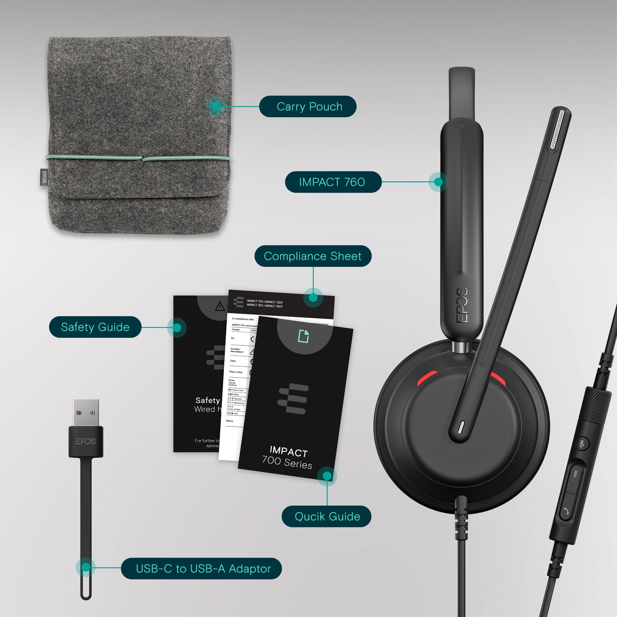 Amazon.co.jp: EPOS Impact 760 オフィスヘッドセット:プレミアム両面