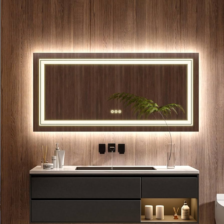 Amazon.co.jp: Susire 洗面台鏡 壁掛け 女優ミラー ledライト付き