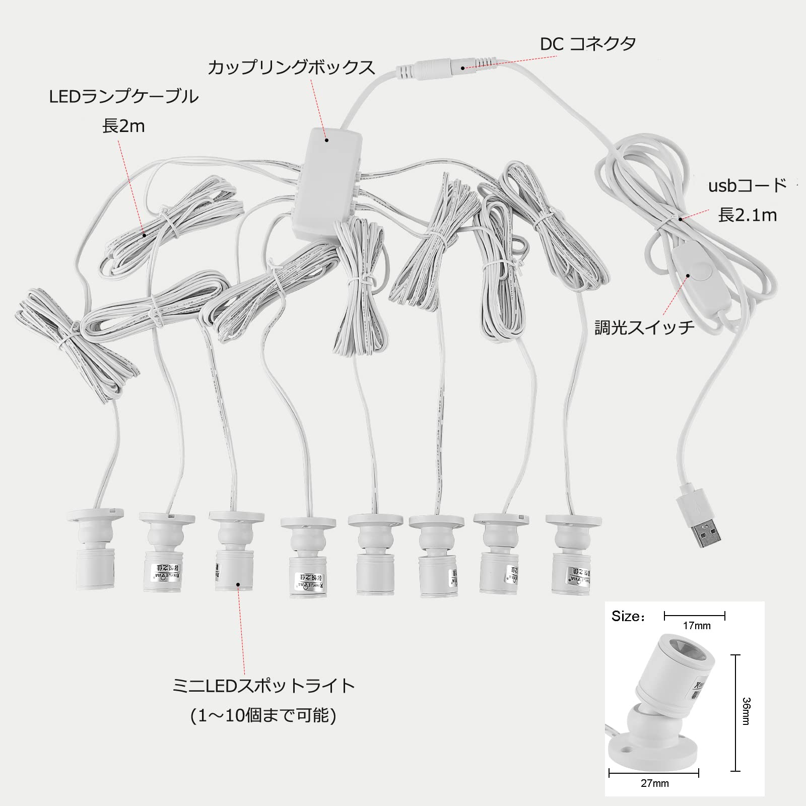 Amazon.co.jp : LED ミニスポットライト 小さなスポットライト 白色 8