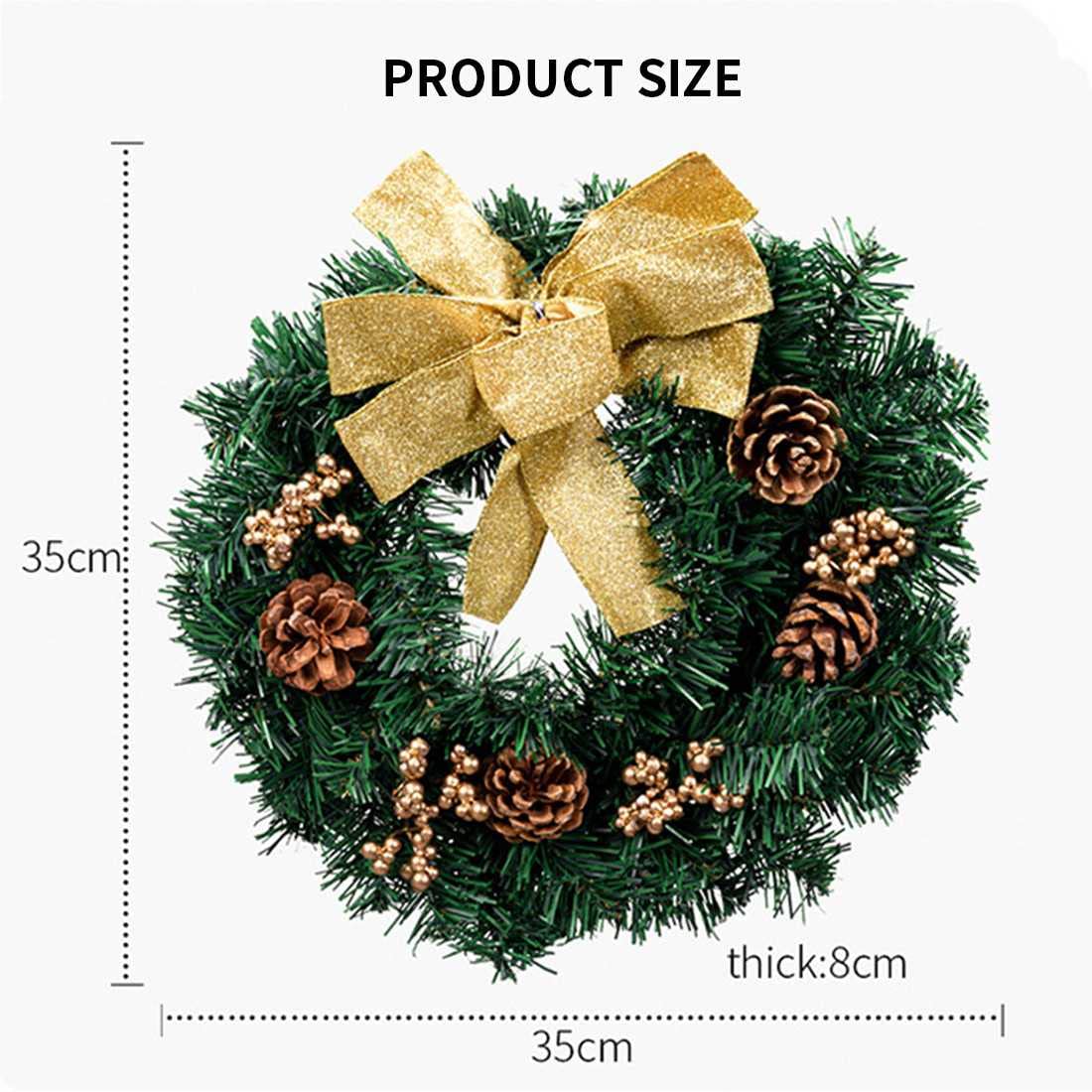 Amazon.co.jp: 35cm クリスマス花輪 ゴールドリボンガーランド