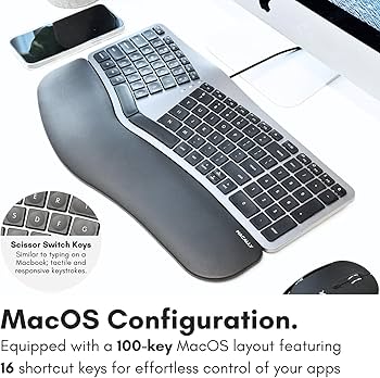 Amazon | Macally 有線人間工学キーボード Mac用 - リストレスト付き