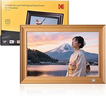 Amazon | KODAK 木製デジタルフォトフレーム 14.1インチ Wifi 32GB