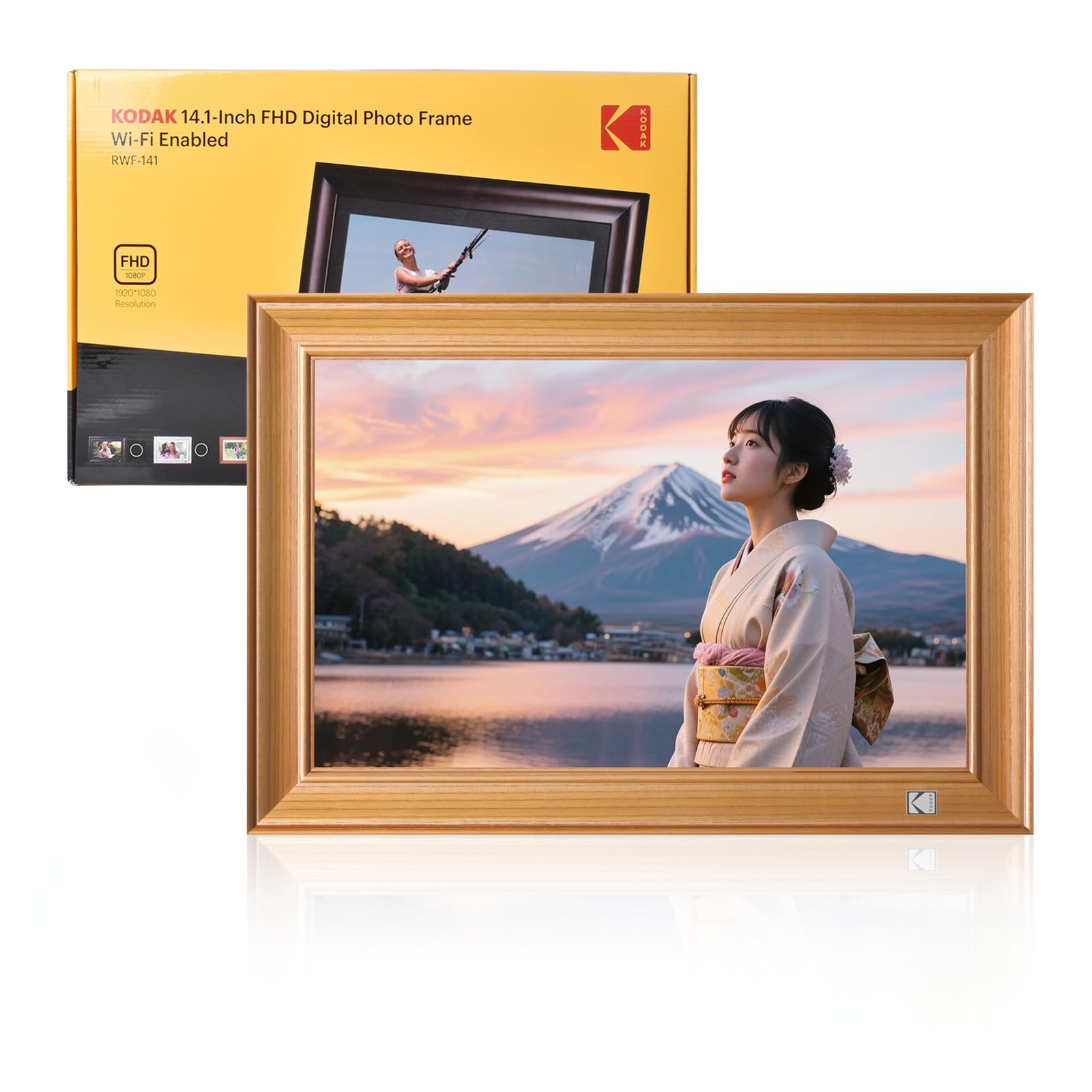 Amazon | KODAK 木製デジタルフォトフレーム 14.1インチ Wifi 32GB