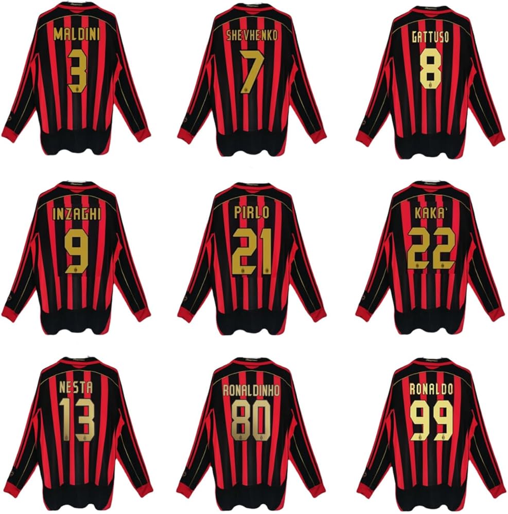 Amazon.co.jp: 復古版 ACミラン 06-07 サッカー ユニフォーム 3番 9番