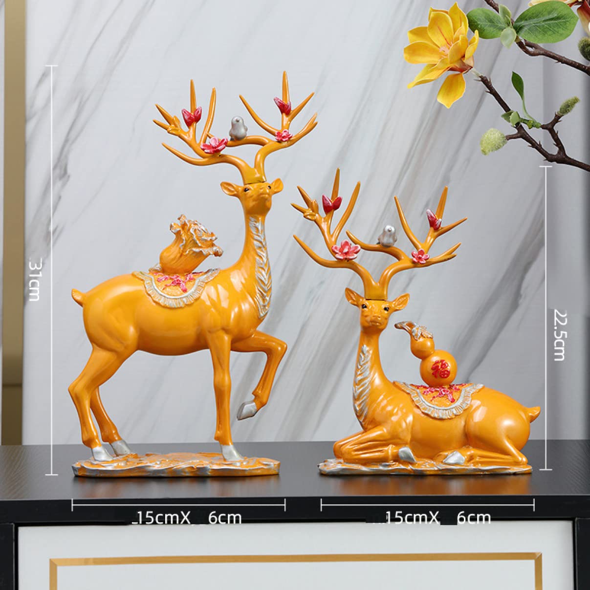 Amazon.co.jp: 北欧の工芸品 鹿 2匹セット タイプ おきもの 置き物