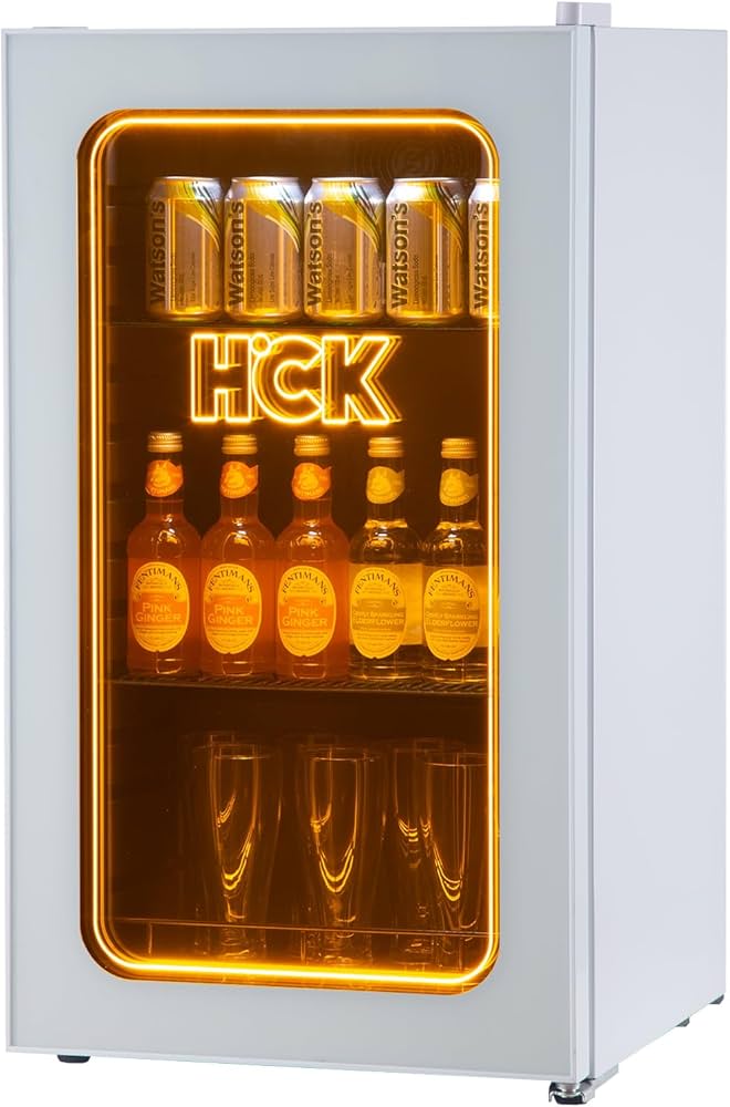 Amazon | HCK 冷蔵庫 小型 92L ドリンク用 スムージー作り LEDネオン