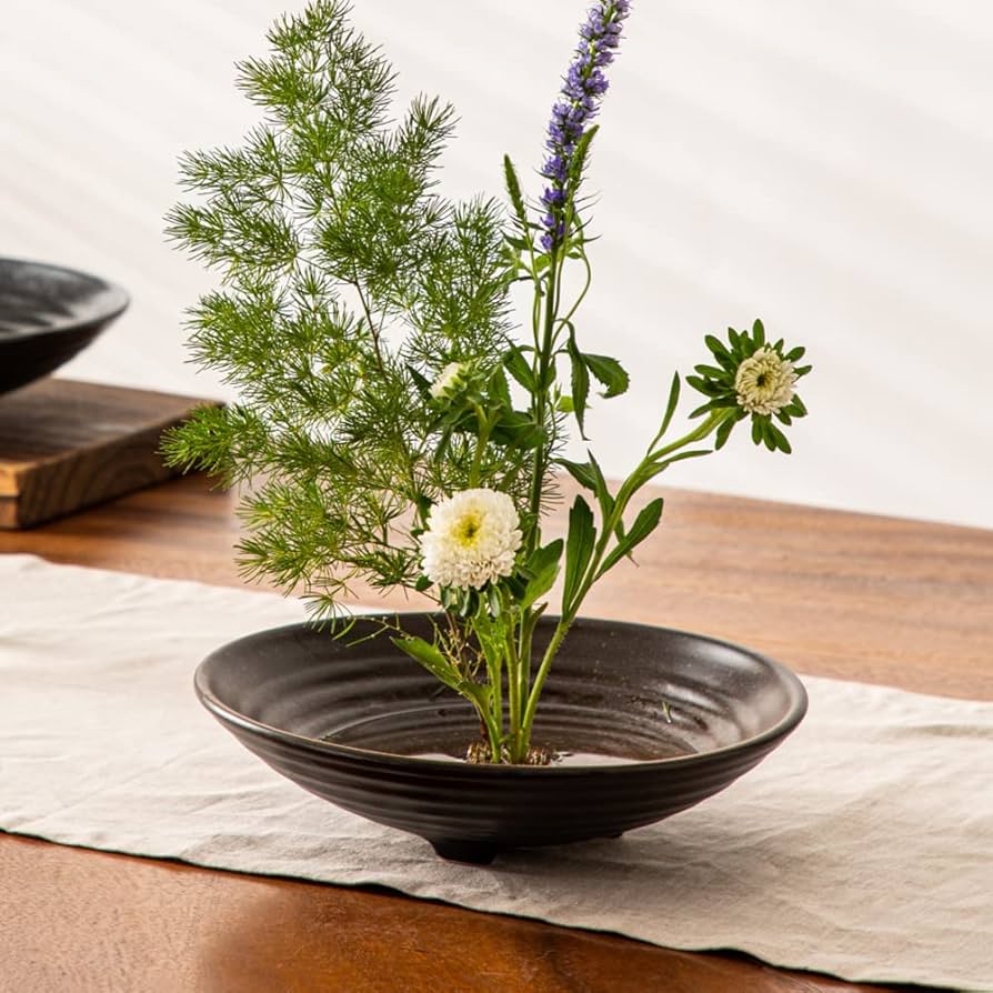 Amazon.co.jp: HIGHAWK花器 華道 生け花用 水盤 花瓶 陶器 挿花