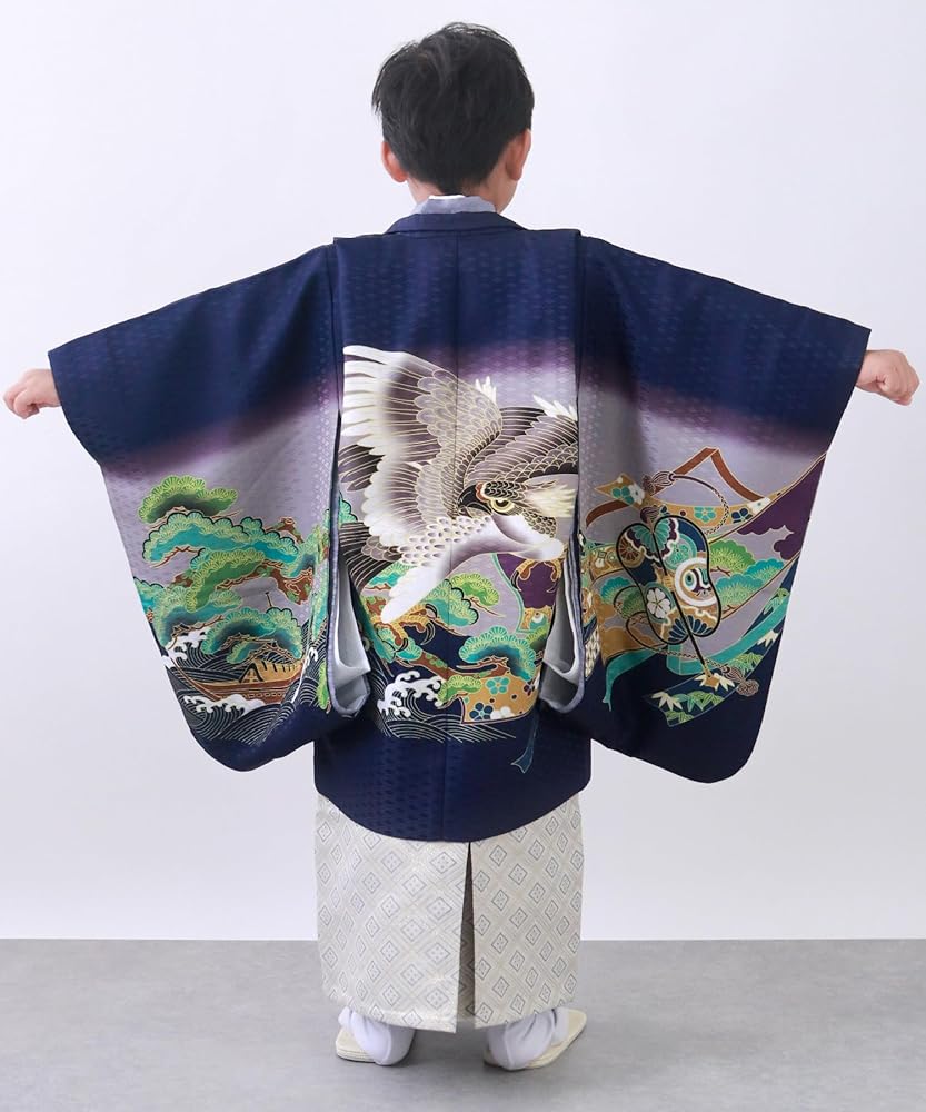 美品】男の子 七五三 袴セット 12点フルセット おまけ付き 鷹市松 紺