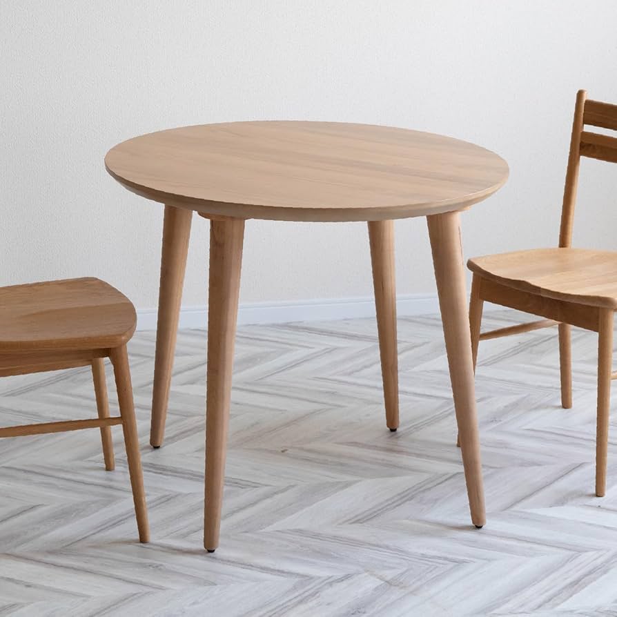 Amazon｜tac INTERIOR 丸テーブル 幅85cm 木製 ホワイトオーク突板 2人