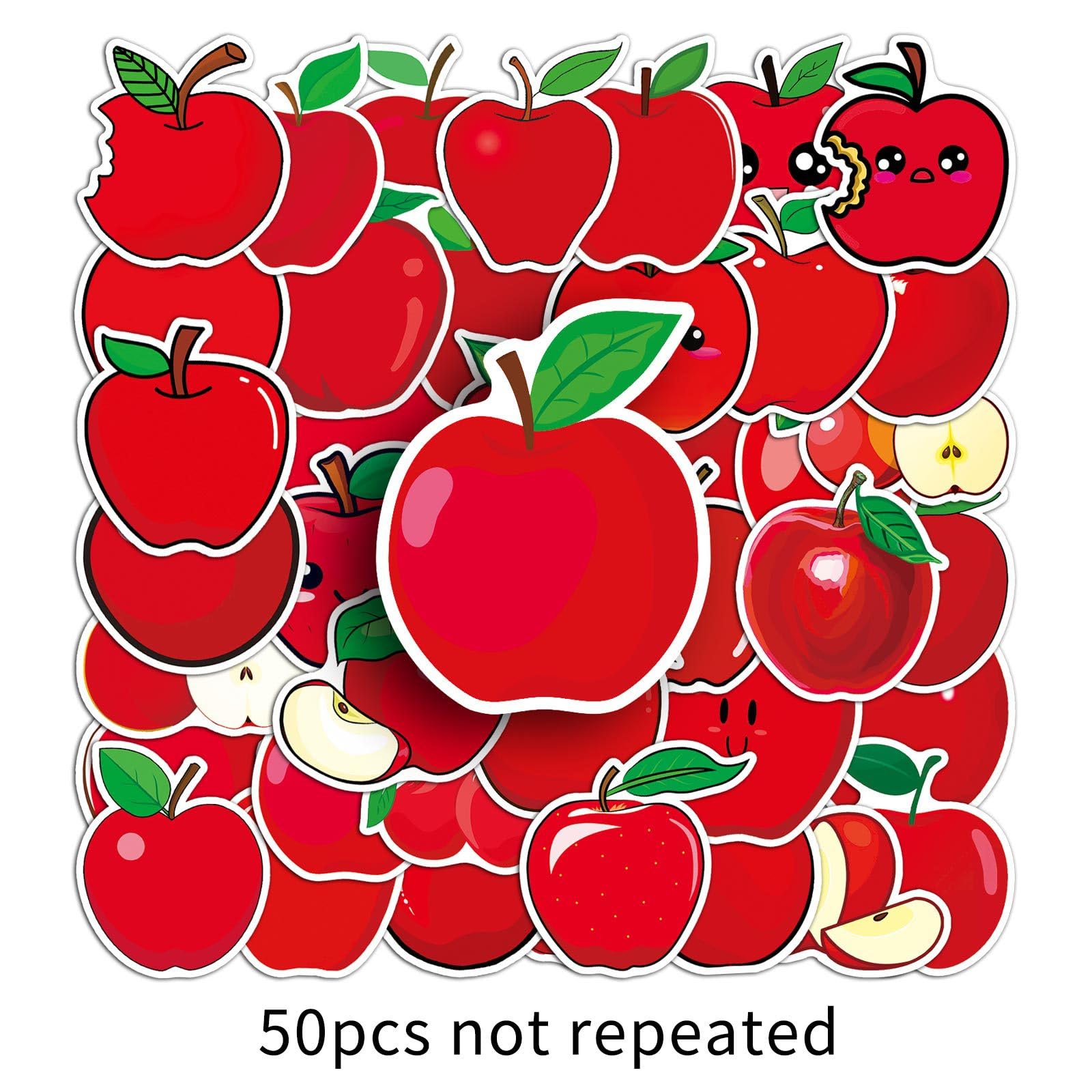 Amazon | レッドアップルステッカー 50枚、防水ビニールシール水瓶