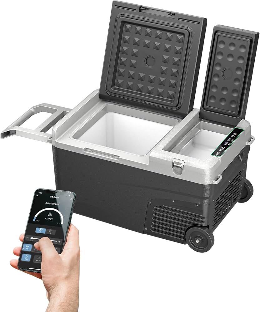 Amazon.co.jp: F40C4TMP 車載冷蔵庫 28L ポータブル冷蔵庫 【2室2蓋