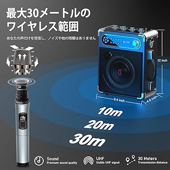 Amazon | JYX スピーカーセット 拡声器 ワイヤレスマイク3本 Bluetooth